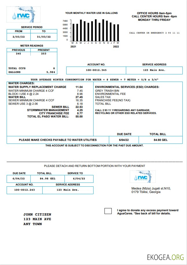 Georgia RWC water bill